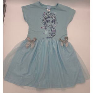 DISNEY Frozen Elsa Blue Tulle Casual Dress Size 7/8